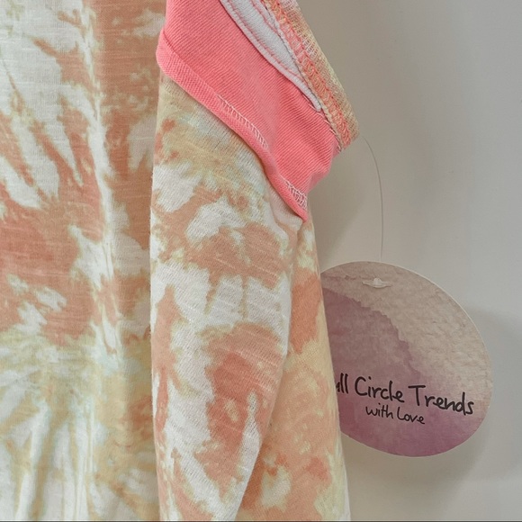 Full Circle Trends Tank Top 2X Pink White Peach with Love Tie Dye - Picture 4 of 6